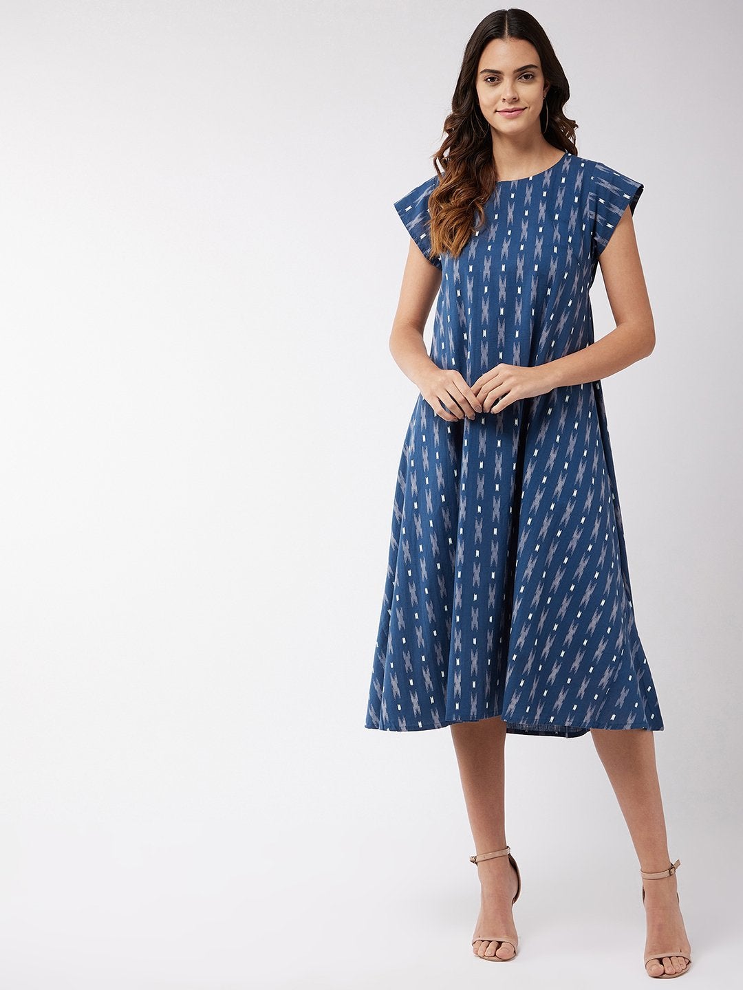 Women's Berry Blue Ikkat Dress - InWeave