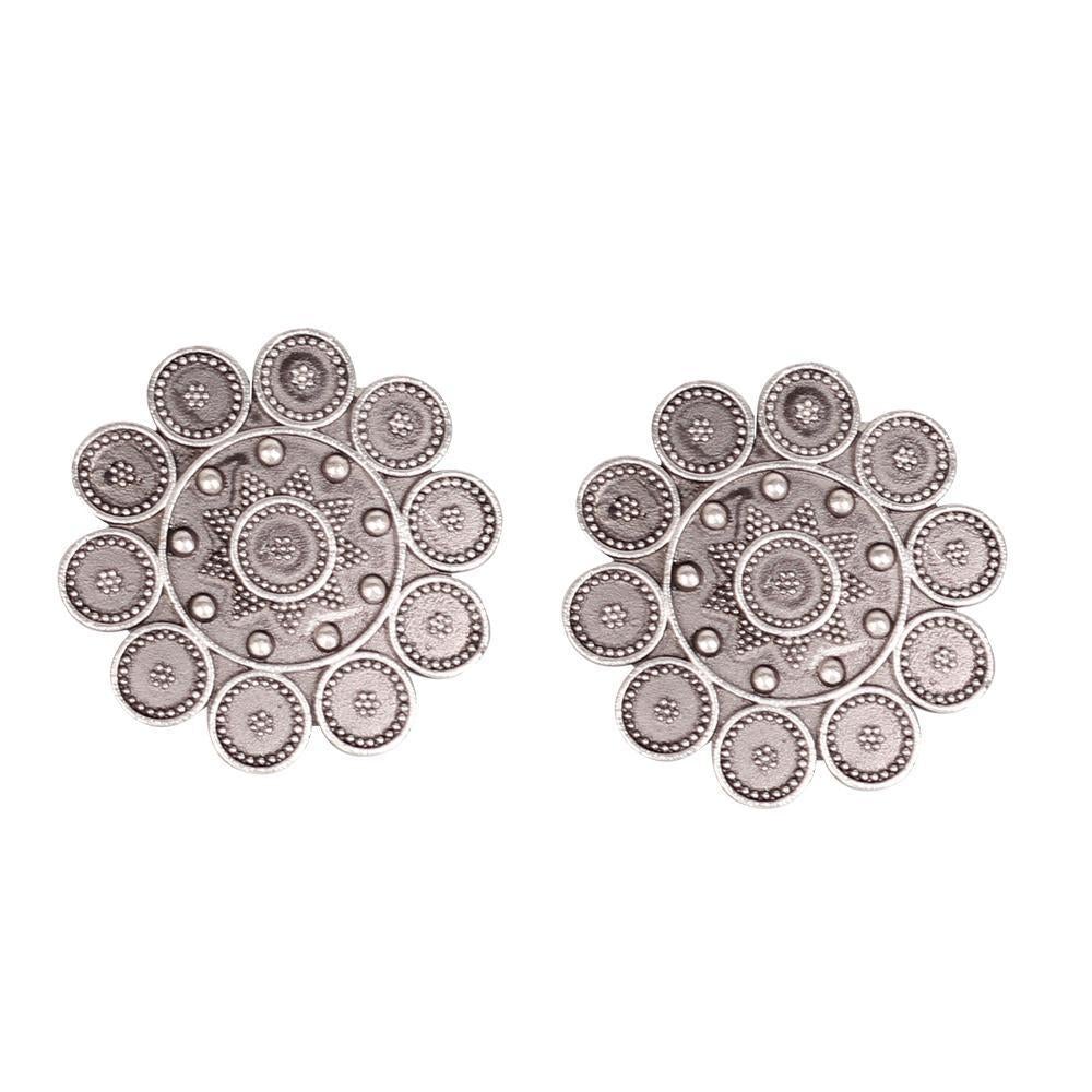 Women's Rounded Big Studs In German Silver - InWeave