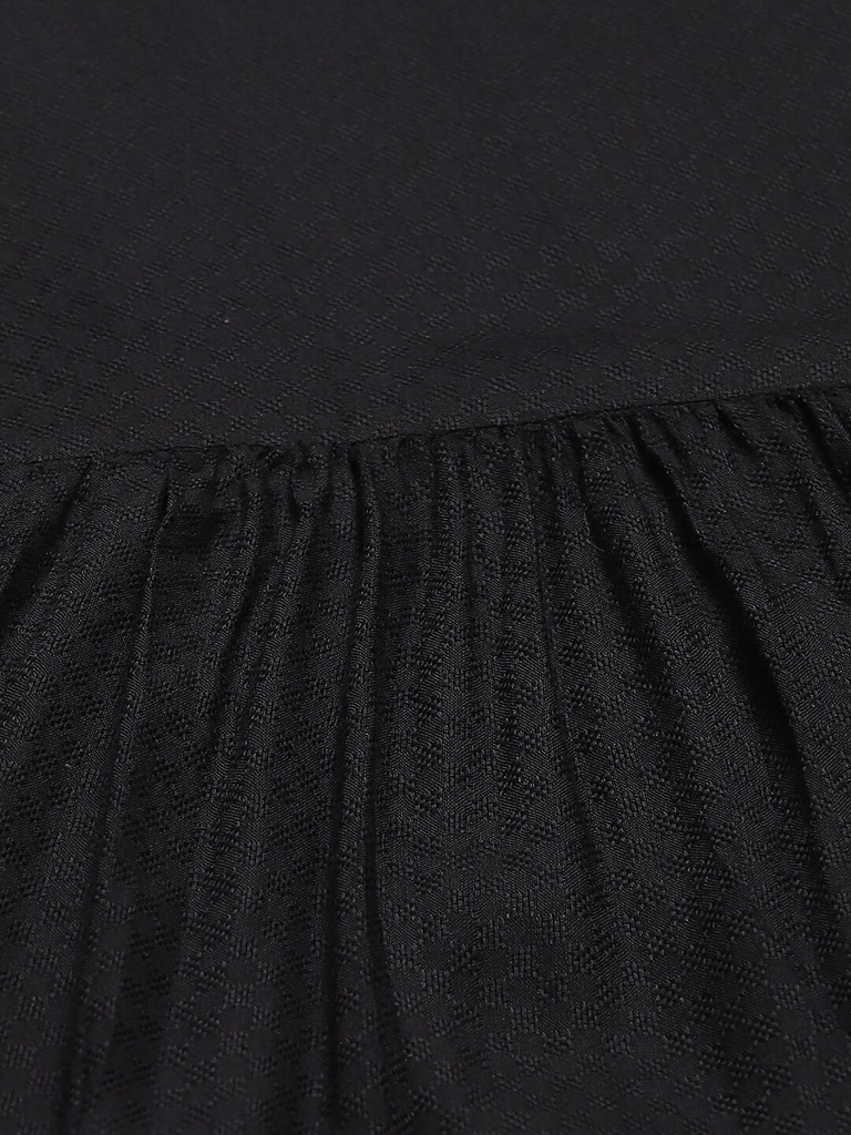 Women's  Black Self Design A-Line Dress