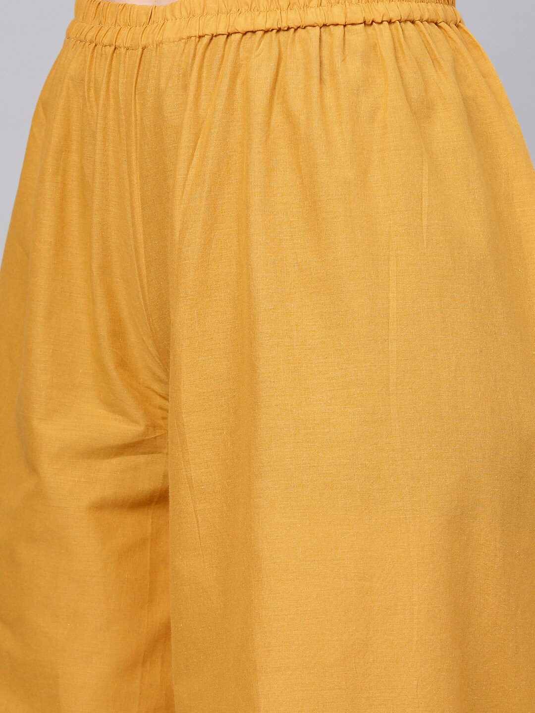Women's  Mustard Yellow Yoke Design Kurta With Palazzos3 - Wahe-NOOR