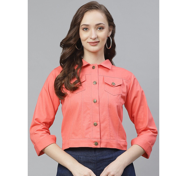 Peach colour 2025 denim jacket