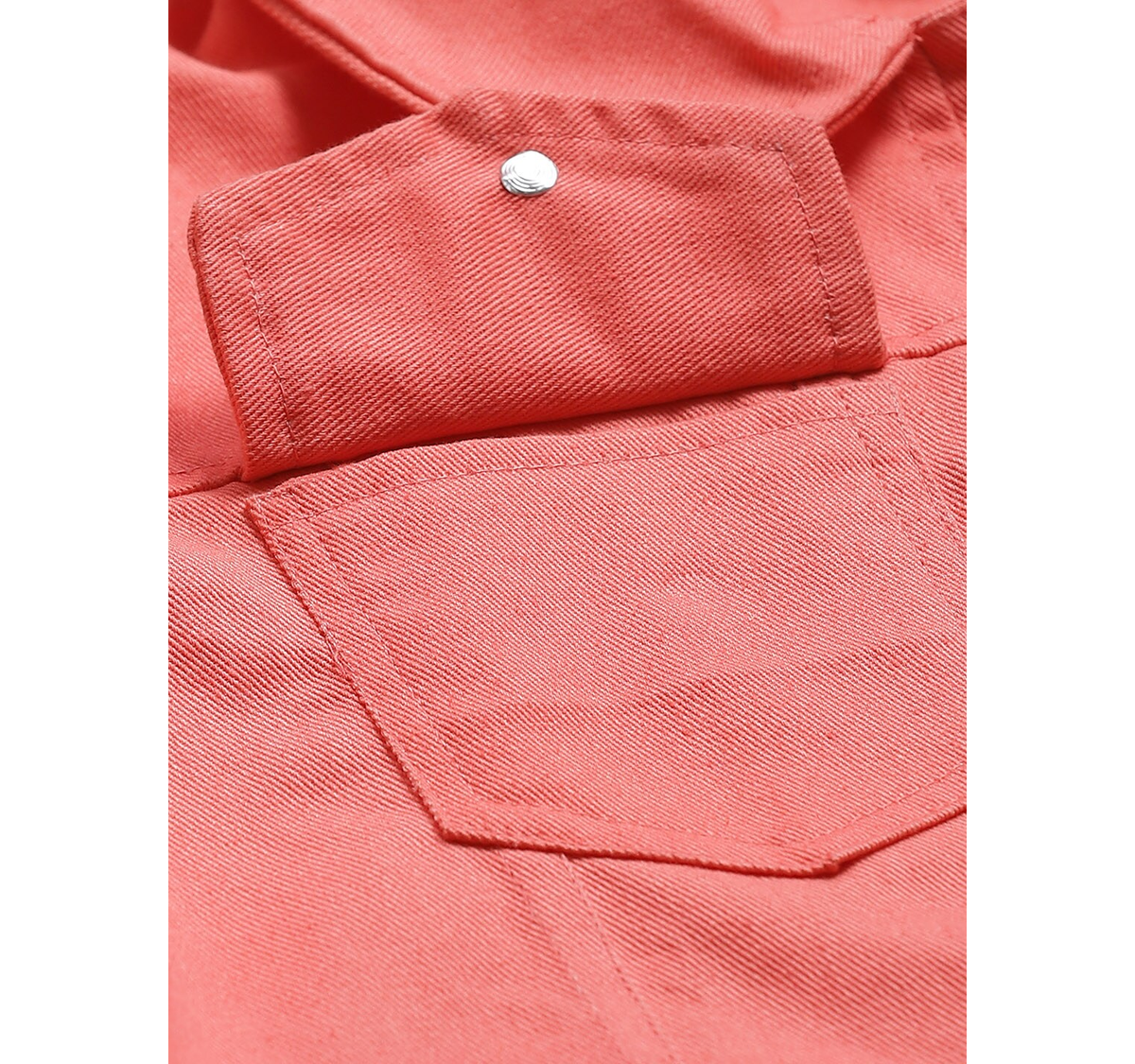 Women's  Peach-Coloured Solid Lightweight Denim Jacket - Wahe-NOOR