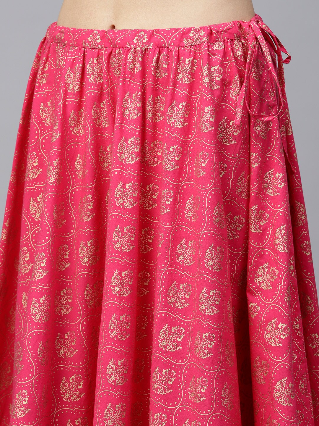 Women's  Mustard Yellow & Pink Embriodered Top With Skirt - Wahe-NOOR