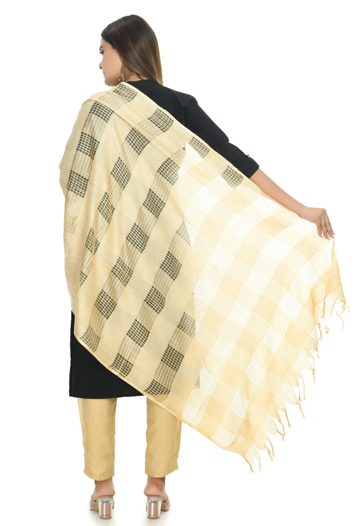Women's Golden Colour Window Design Cotton Dupatta Mfd0015