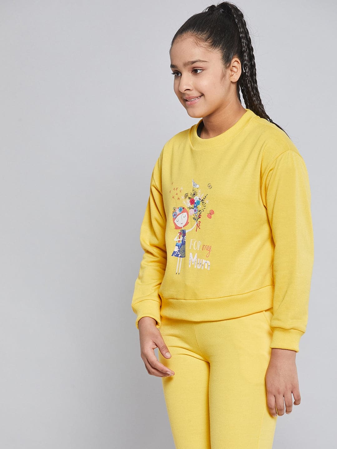 Girls Yellow Fleece Girl Sweatshirt - Lyush Kids