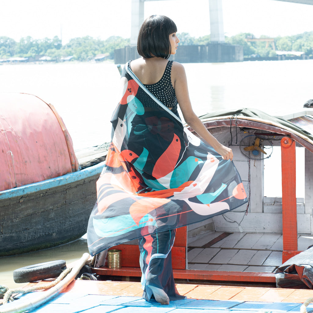 Women's Sanctuary Digital Printed Satin Georgette Saree