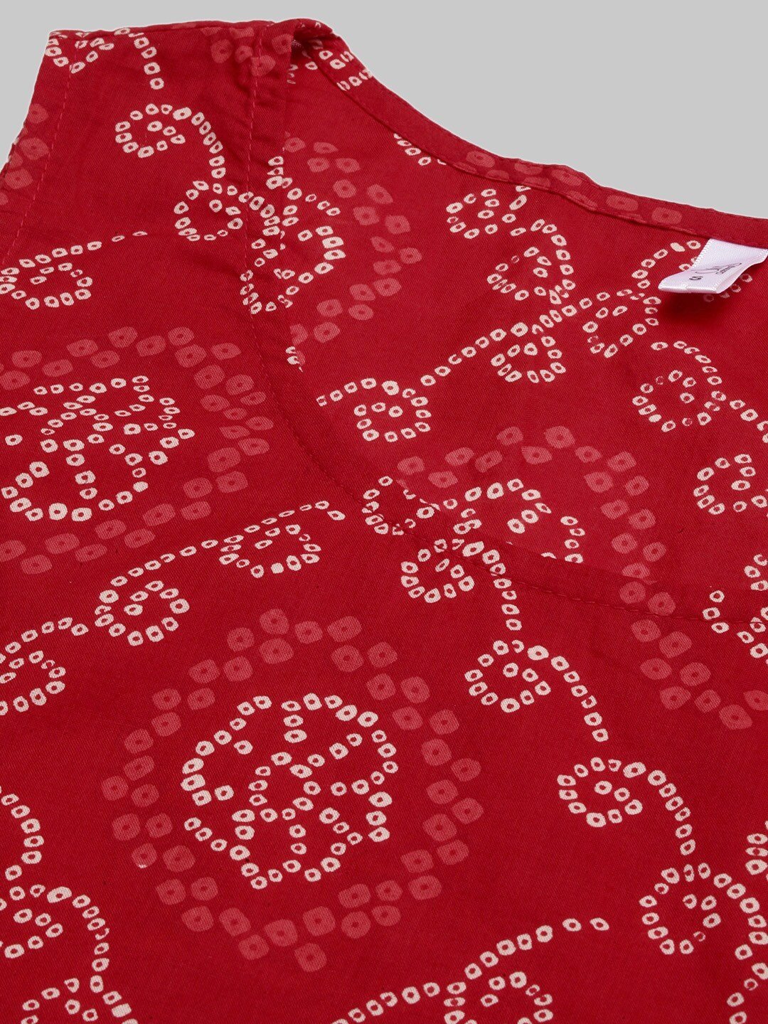 Women's  Red & White Printed A-Line Kurta - AKS