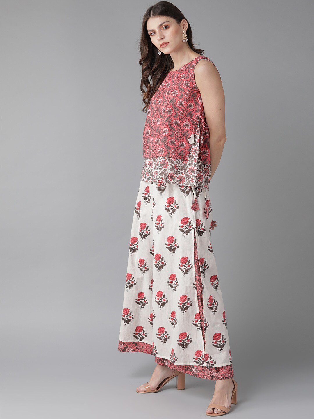 Women's  Printed Top with Palazzos - AKS