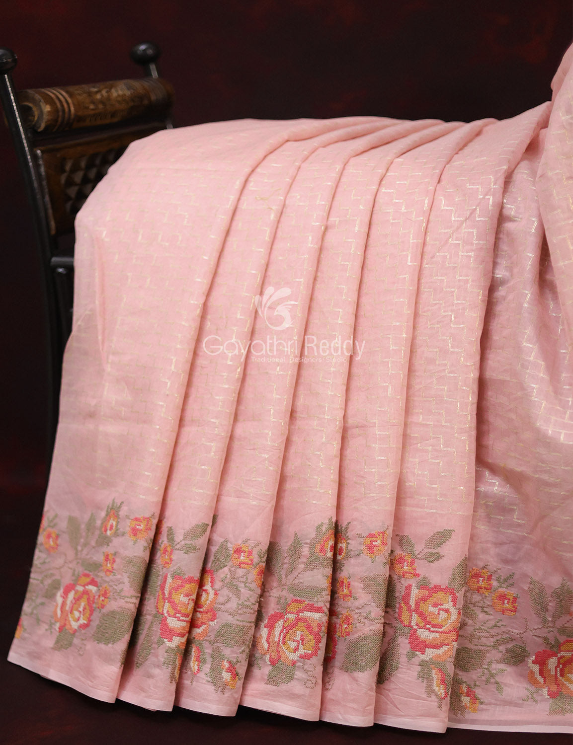 Women's Multi Pink Chanderi Fancy Saree - Gayathri Sarees