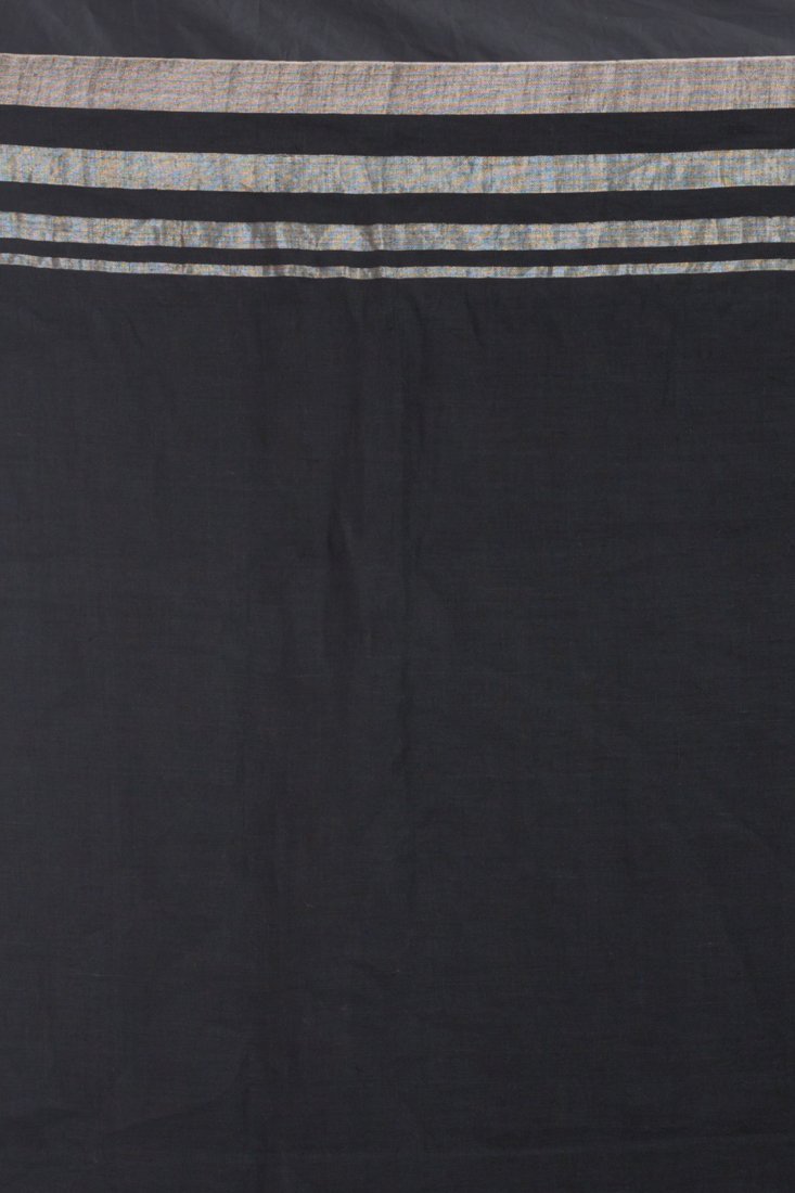 Women's Handloom linen saree silver jori border and pallu - Angoshobha