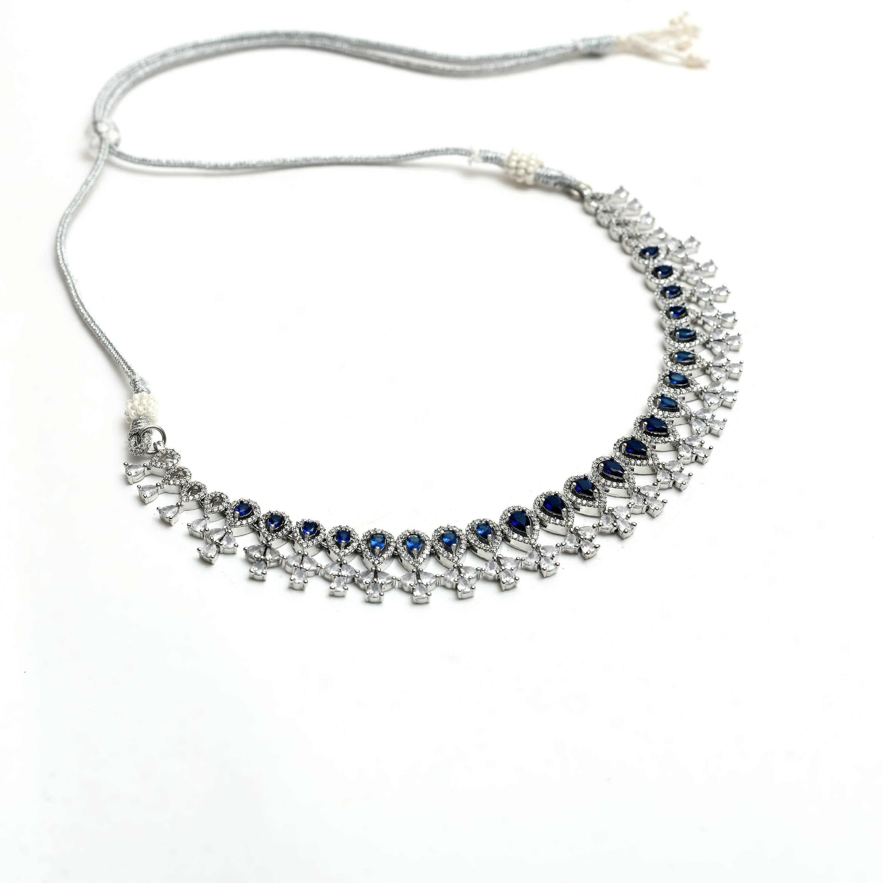 Kamal Johar American Diamond Silver-Plated Jewellery Set Jkms_030