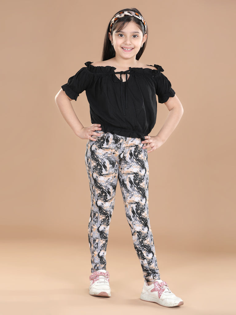 Girl's  Cotton Floral Printed Jegging - S