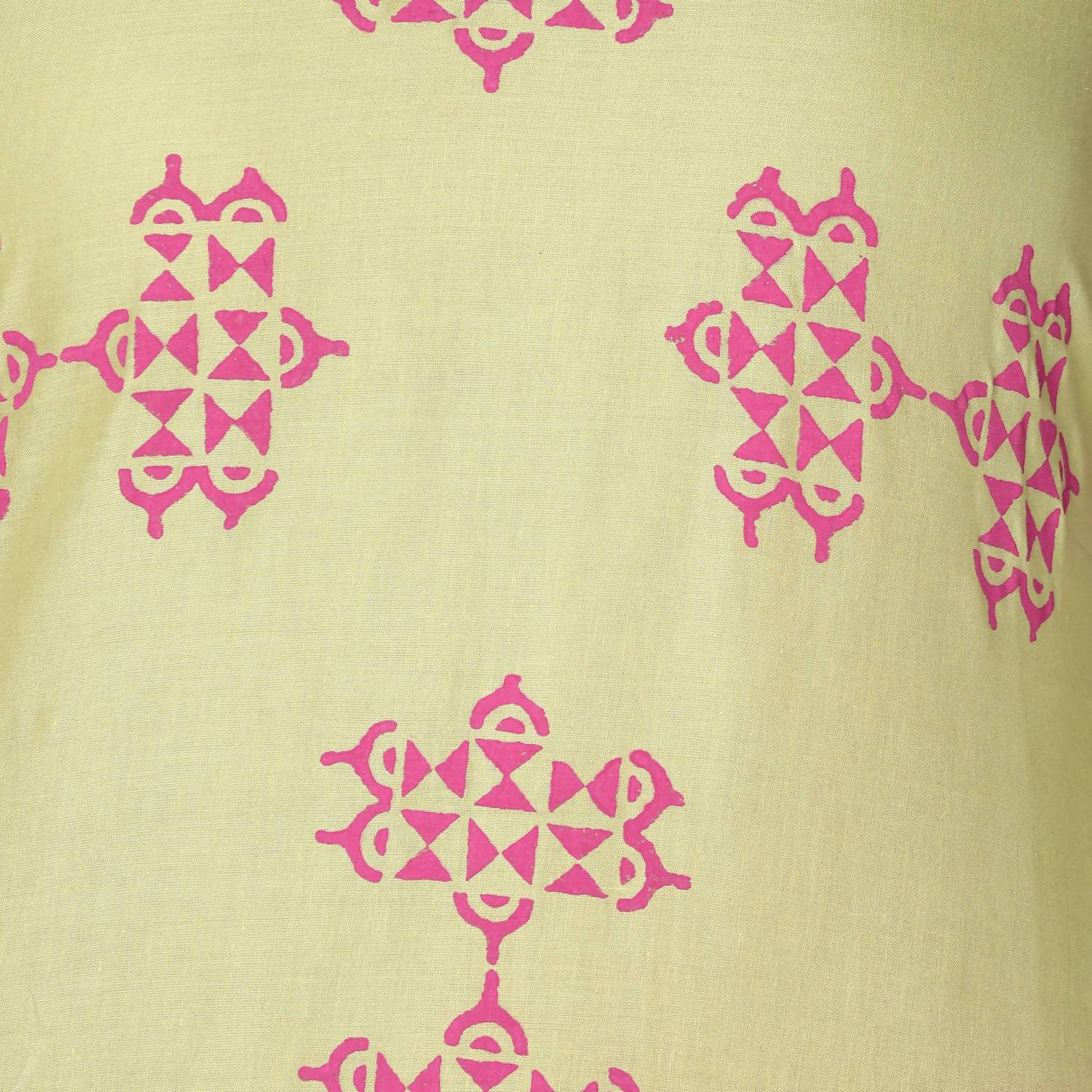 Women's Khaki 100% Cotton Hand Block Print Straight Kurta Only - Cheera