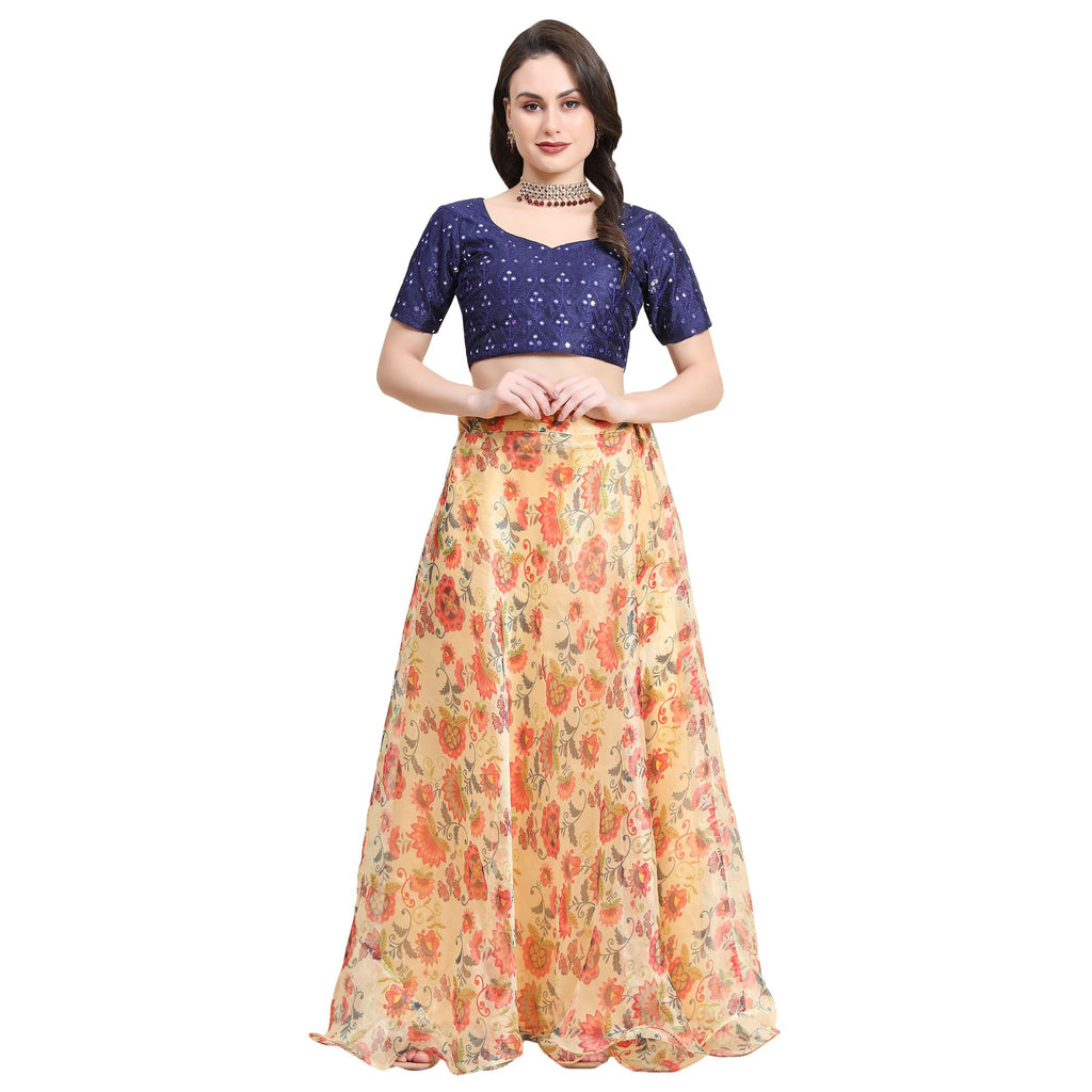 Women's Yellow color Semi-Stitched  Lehenga Choli with Dupatta