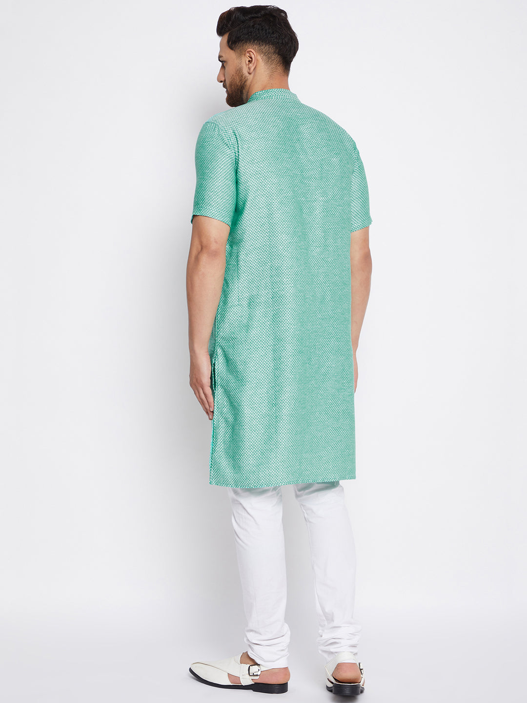 Men's Pure Cotton Striped Green Kurta - Even Apparels