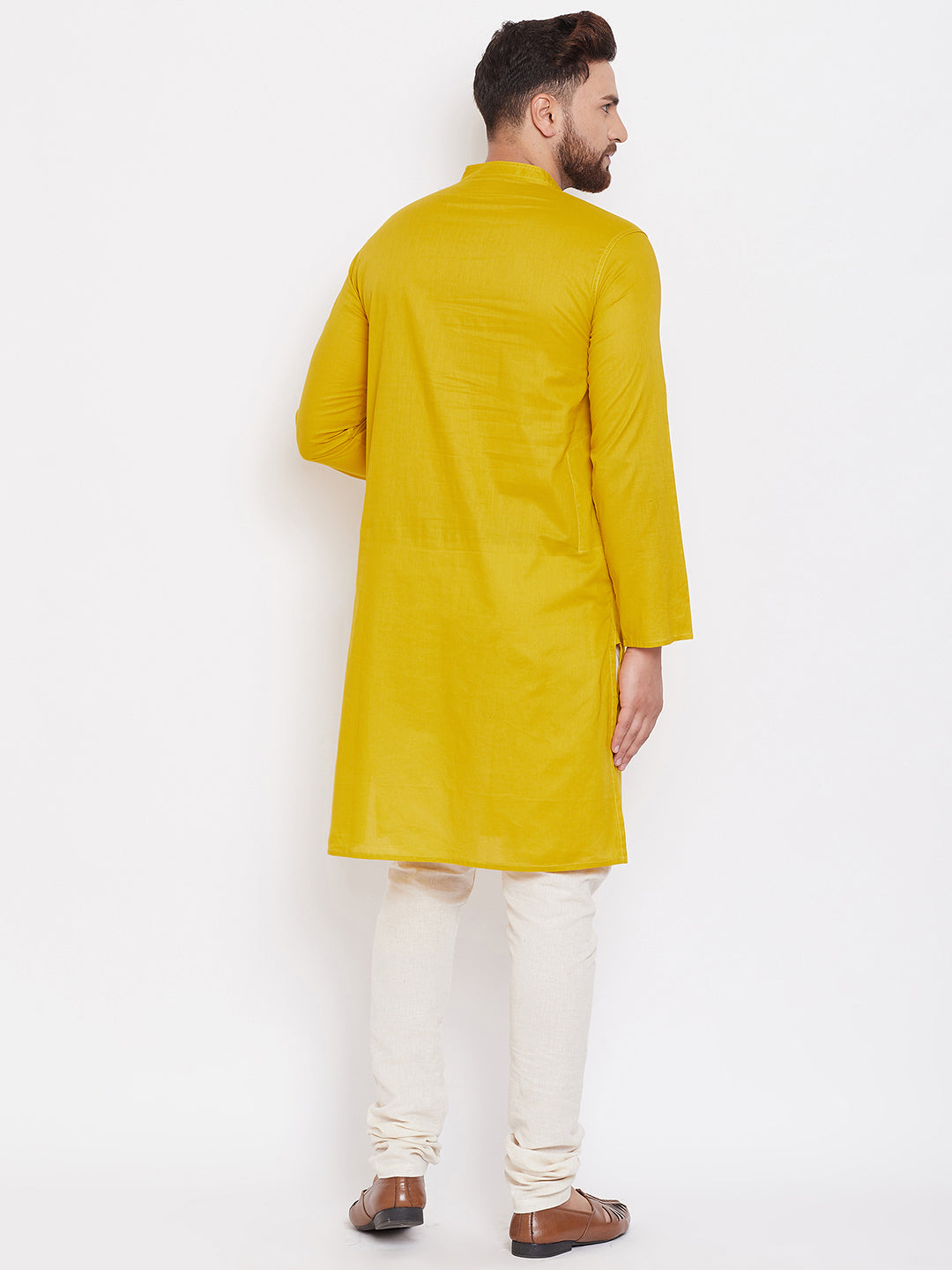 Men's Yellow Cotton Kurta - Even Apparels
