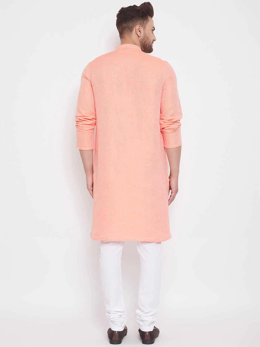Men's Peach Cotton Kurta