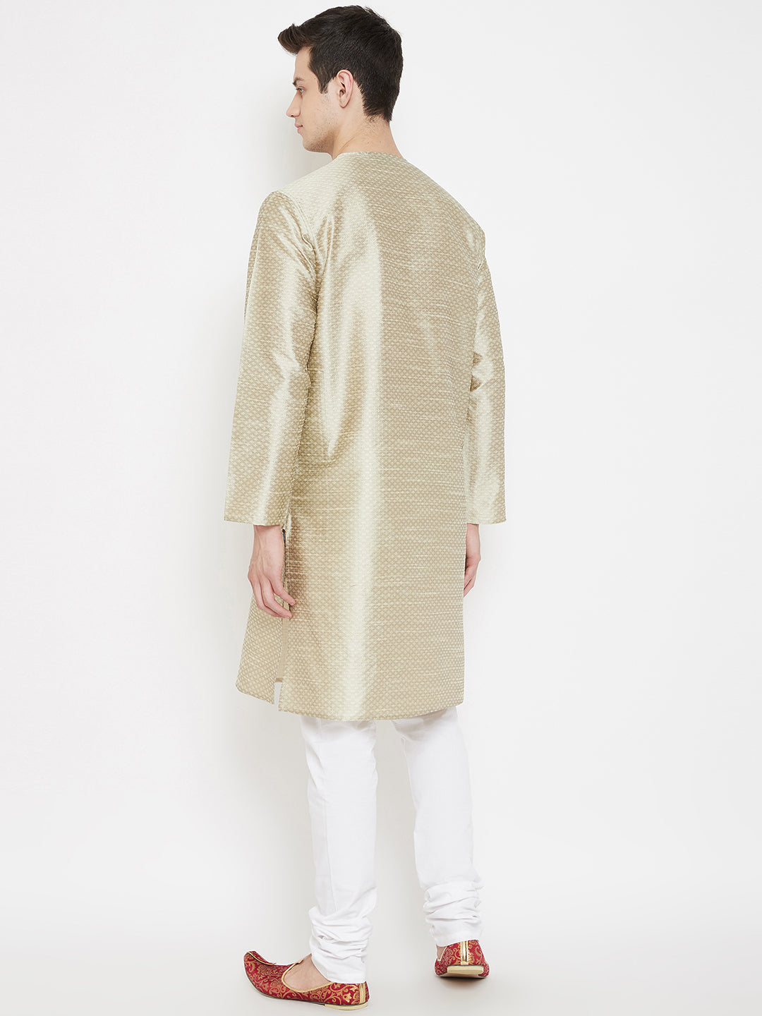 Men's Cream Viscose Silk Kurta