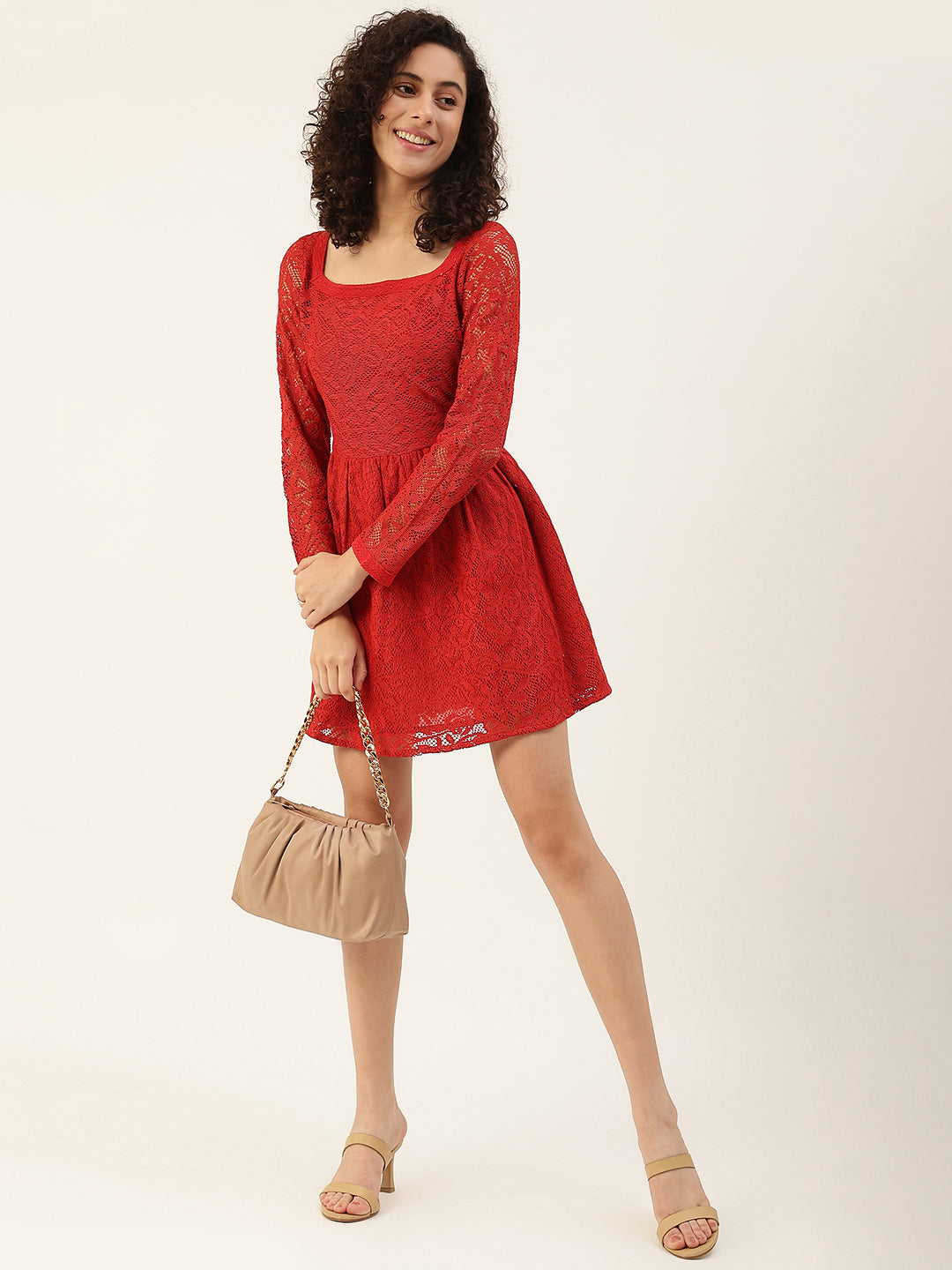 Women's Red Net Dress - Maaesa