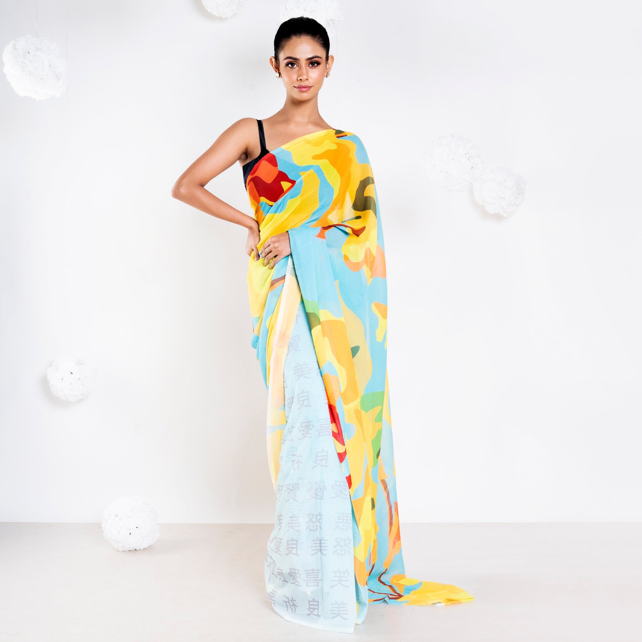 Women's Charlene Georgette Digital Printed  Saree In Blue Color