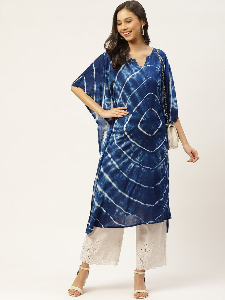Women's Blue Crepe Kaftan Kurta