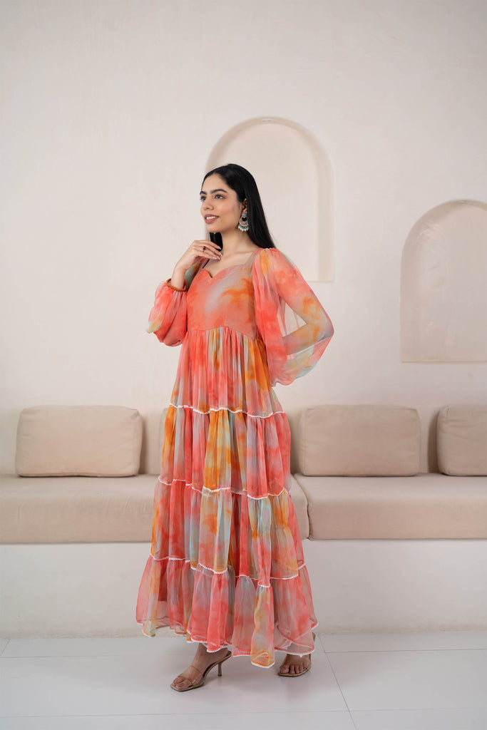 Multicoloured Gown For Women By Saras The