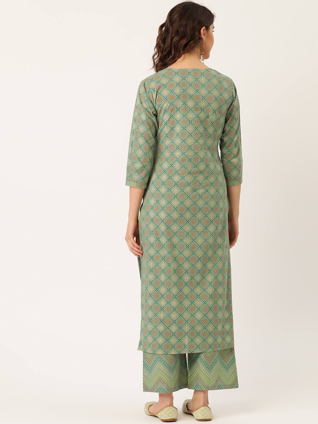 Women's Cotton Printed Embroidered Suit Set - Maaesa