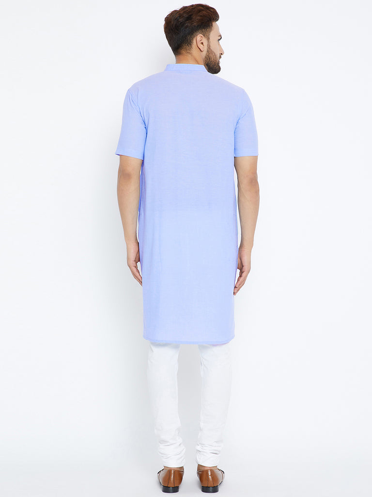 Men's Blue Cotton Kurta
