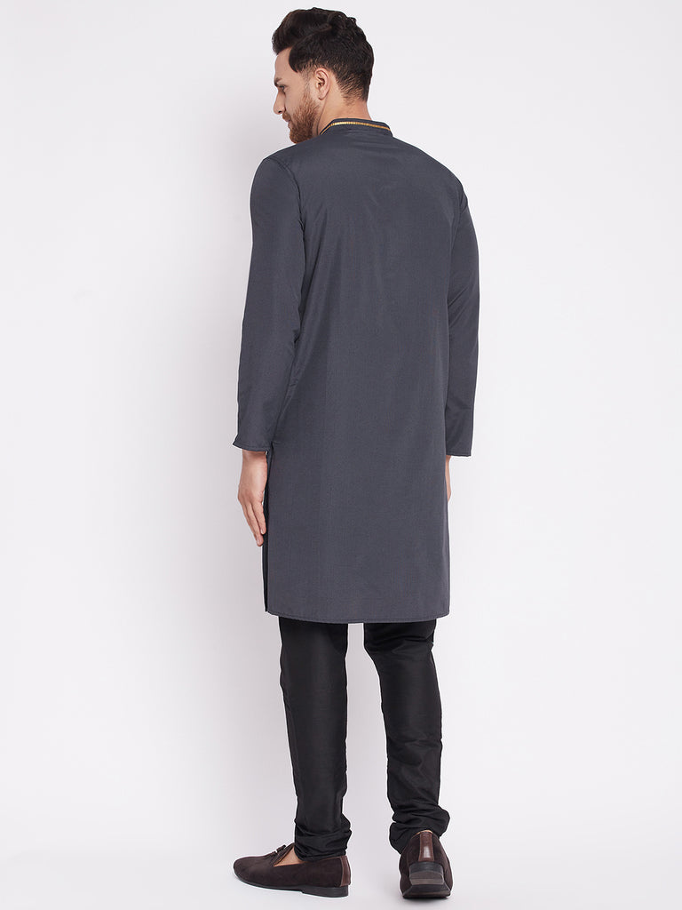 Men's Long Kurta with Band Colla