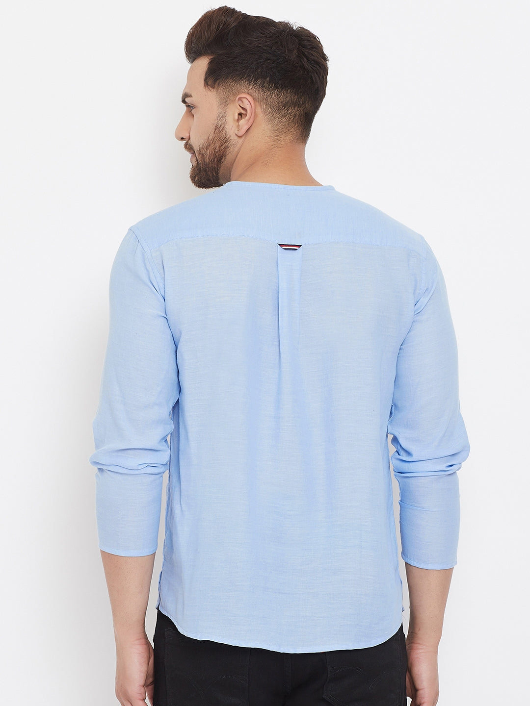 Men's Blue Summer Casual Shirt Kurta - Even Apparels