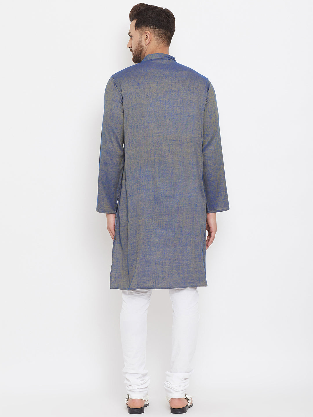 Men's Blue Chambray Cotton Kurta