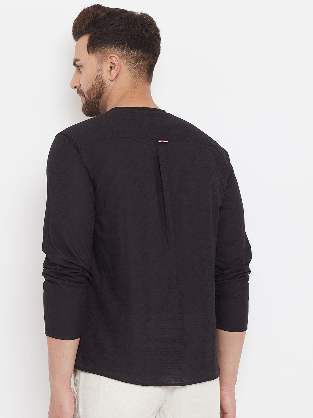 Men's Black Summer Casual Shirt Kurta