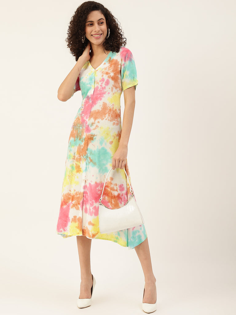 Women's Colorful Placket Dress