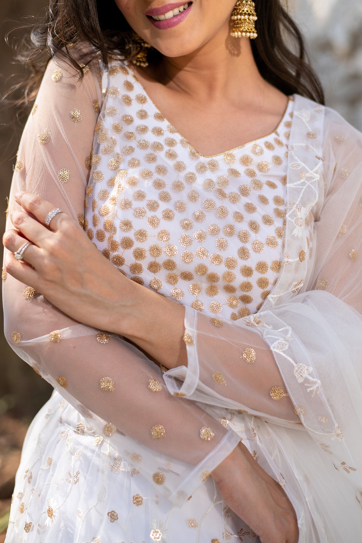 Women's White Thread And Sequin Work Lehenga - Label Shaurya Sanadhya