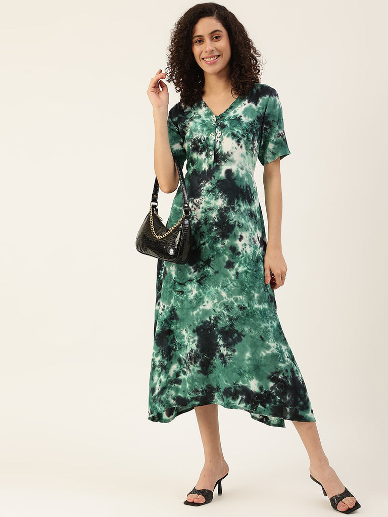 Women's Ocean Green Side Slit Dress