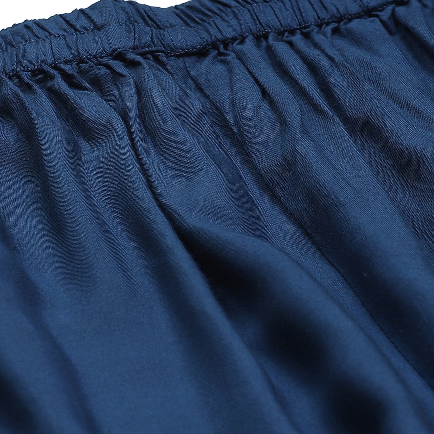 Women's Blue Cotton Solid Casual Trouser - Myshka