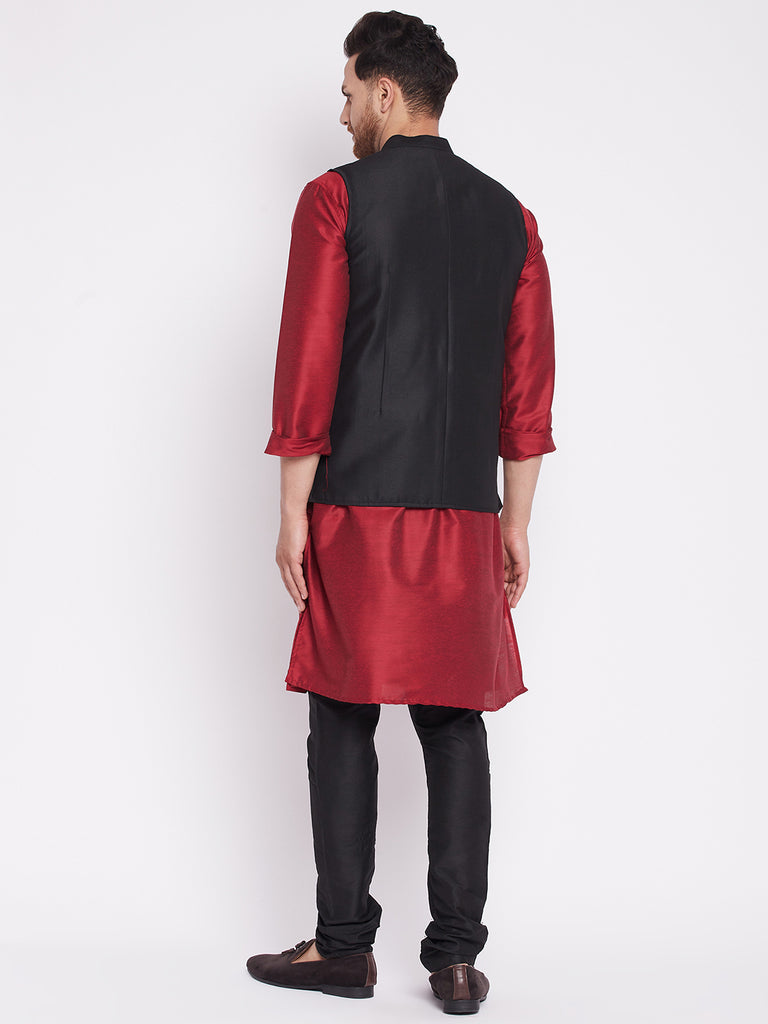 Men's Nehru Jacket With Embroided Insignia Of Lord Krishn