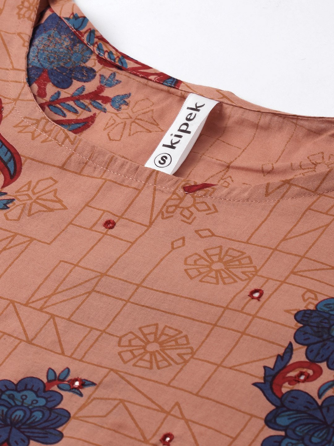 Women's Foral Printed Cotton Blend Fabric Kurta & Palazzo Set Brown Color - Kipek