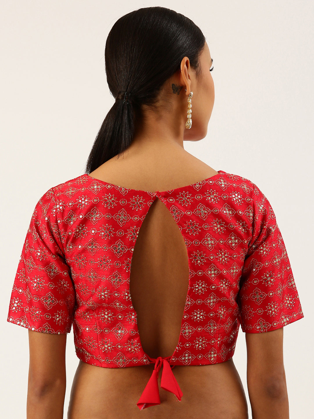 Women's Red Toned Zari Work Pure Art Silk Readymade Blouse - Royal Dwells