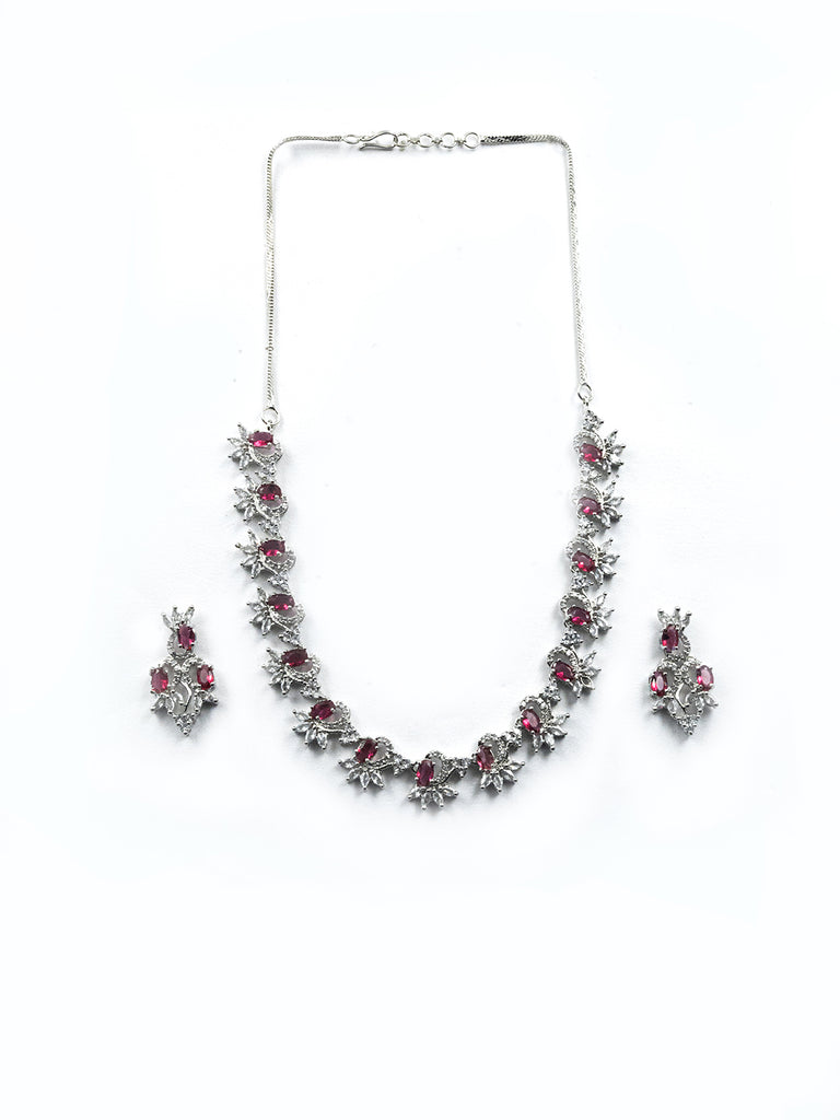 Women's Graceful American Diamond Necklace Set with Earrings