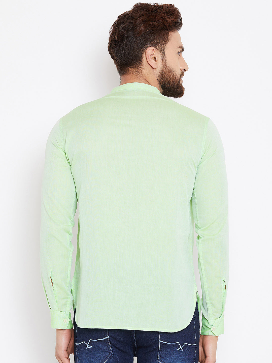 Men's Light Green Cotton Shirt Kurta