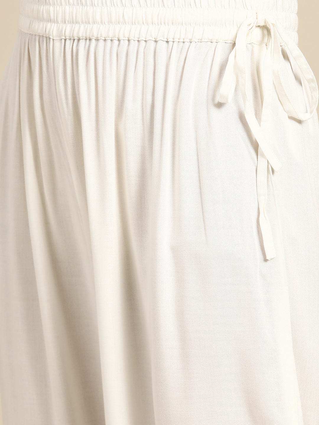 Women's White Loose Fit Solid Regular Trousers - Varanga