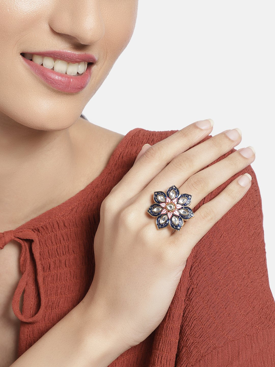 Women's Tradtional Meenakari finger ring  - I Jewels