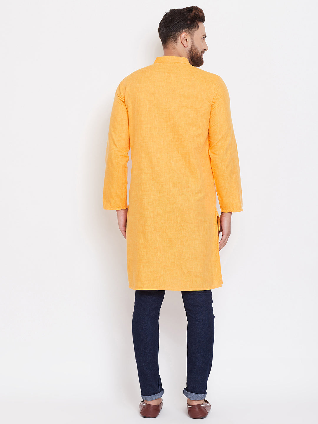 Men's Bright Yellow Linen Cotton Kurta