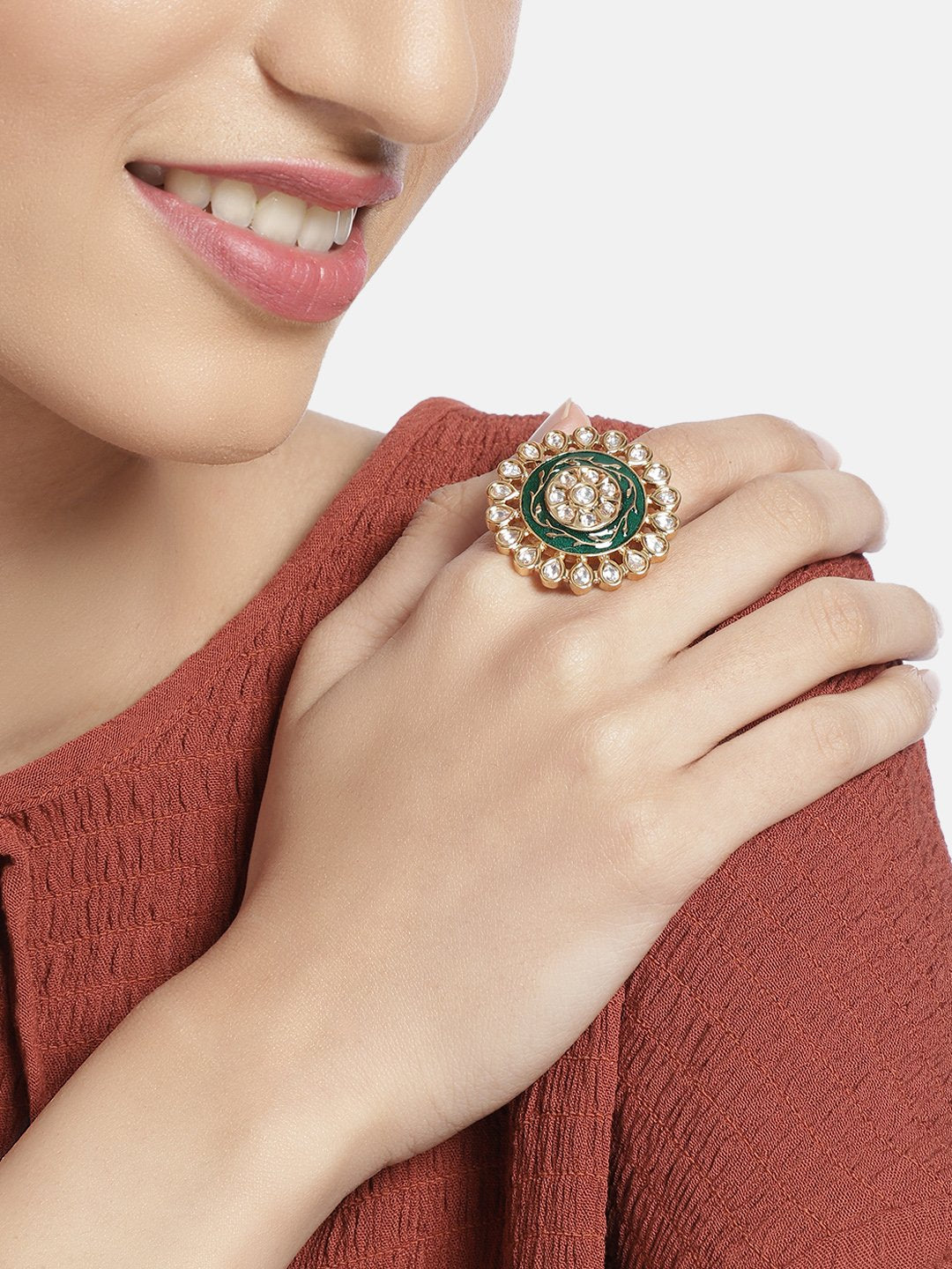 Women's Tradtional Meenakari finger ring  - I Jewels