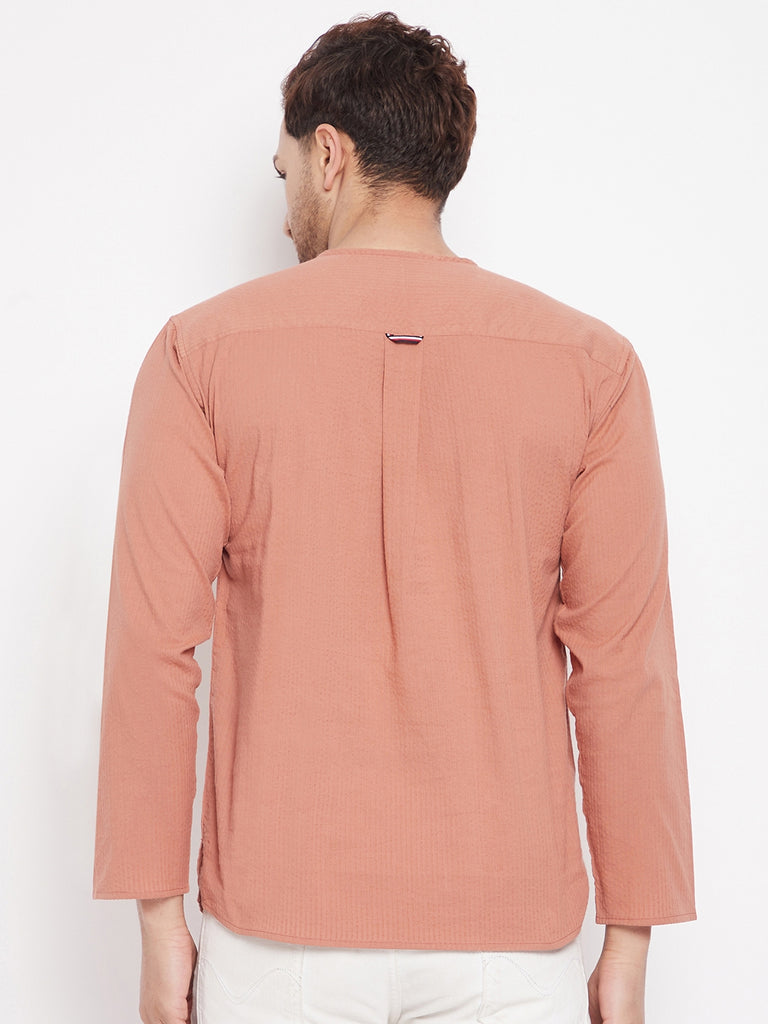Men's Brown Color Kurta with Slit Neckline