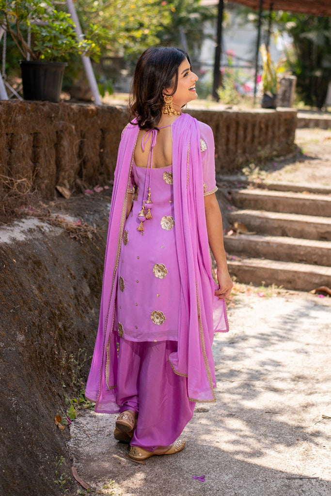 Women's Light Purple Patialla Set