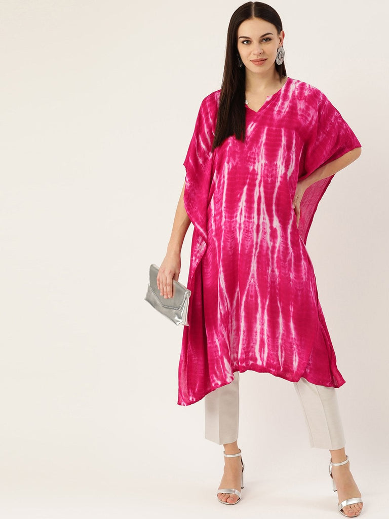 Women's Pink Crepe Kaftan Kurta