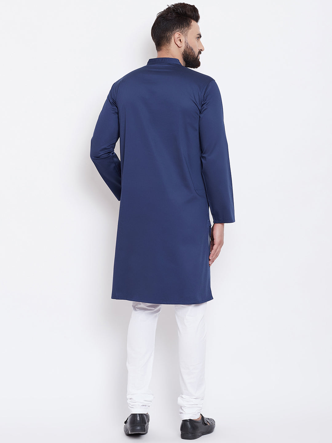 Men's Navy Blue Cotton Kurta