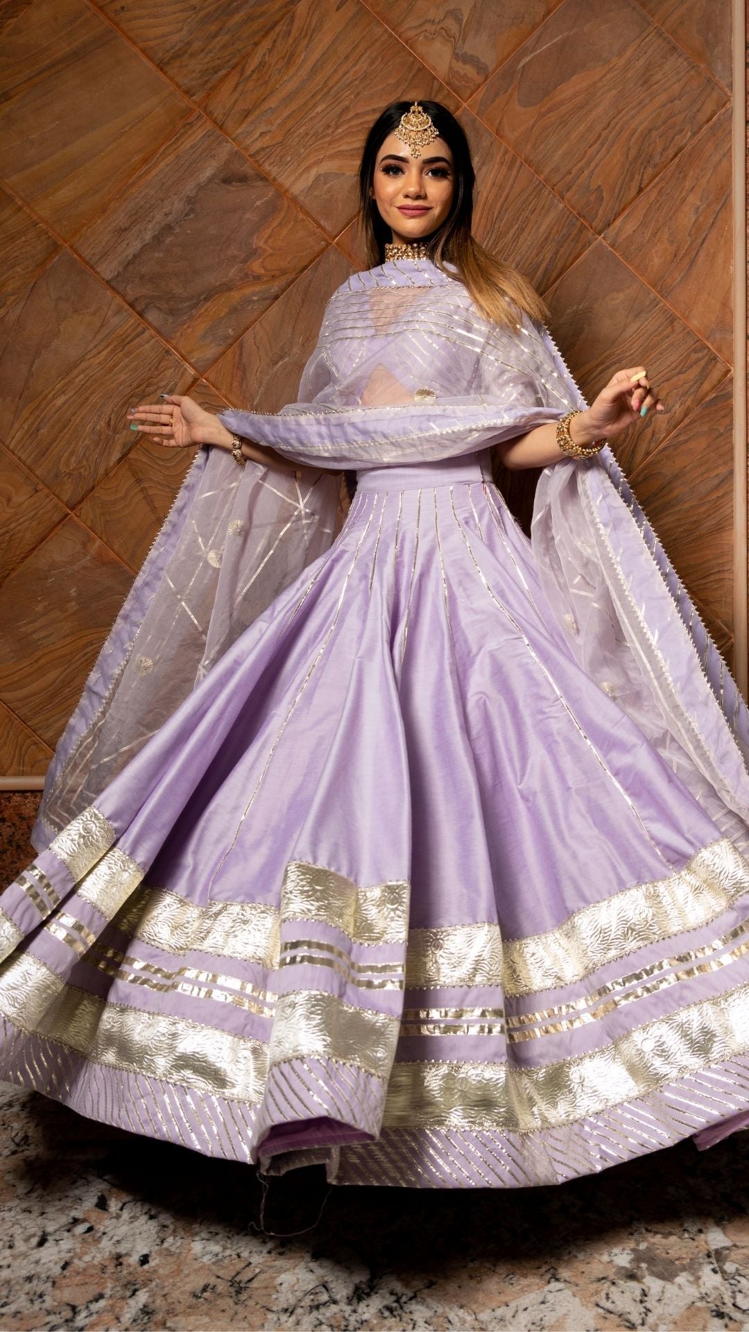 Women's Ibadat Lilac Cotton Silk  Lehenga Set - Pomcha Jaipur